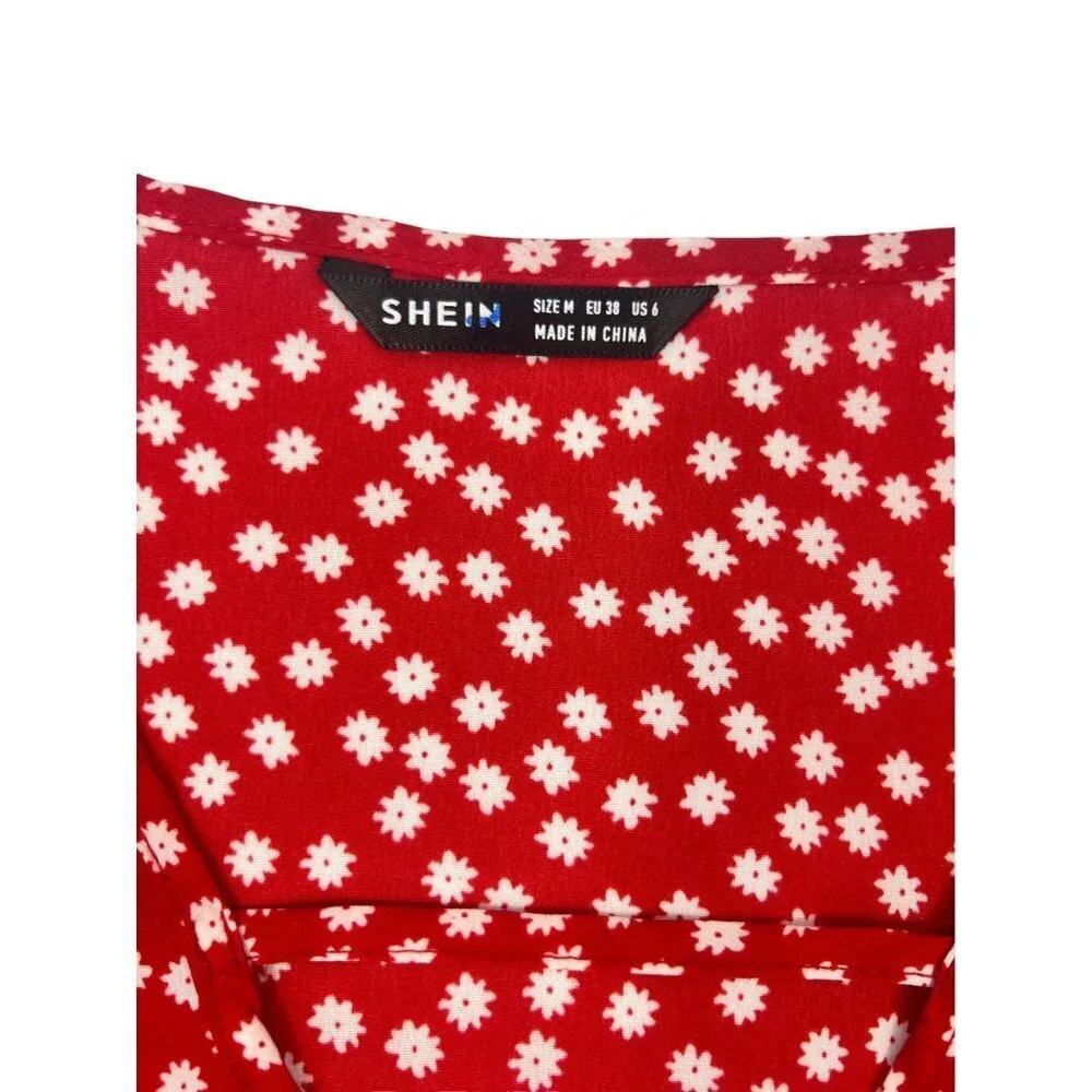 Shein Women's Red Loose Floral Dress - Picture 3 of 5